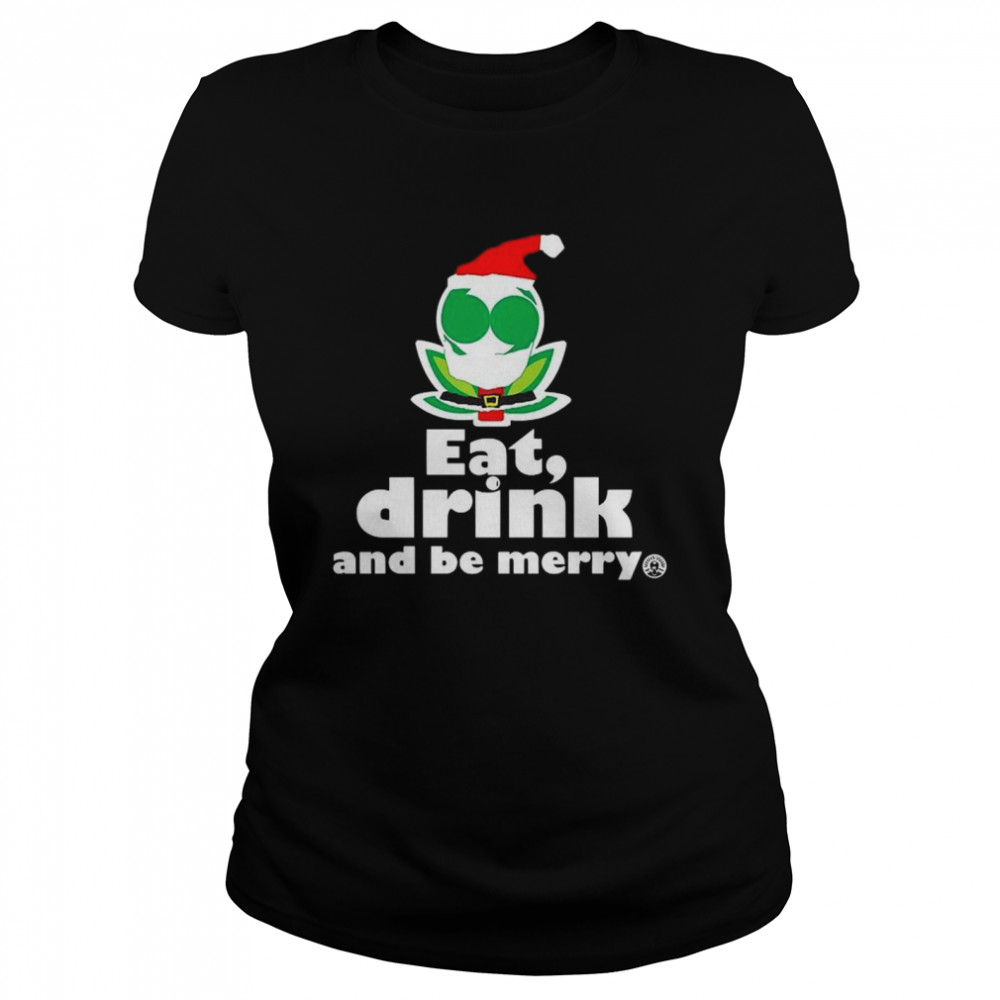 Flower Alien Santa Eat Drink And Be Merry Classic Women's T-shirt