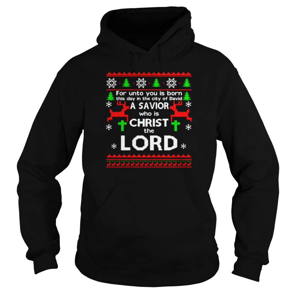 For Unto You Is Born This Day In The City Of David A Savior Who Is Christ The Lord Ugly Christmas Unisex Hoodie