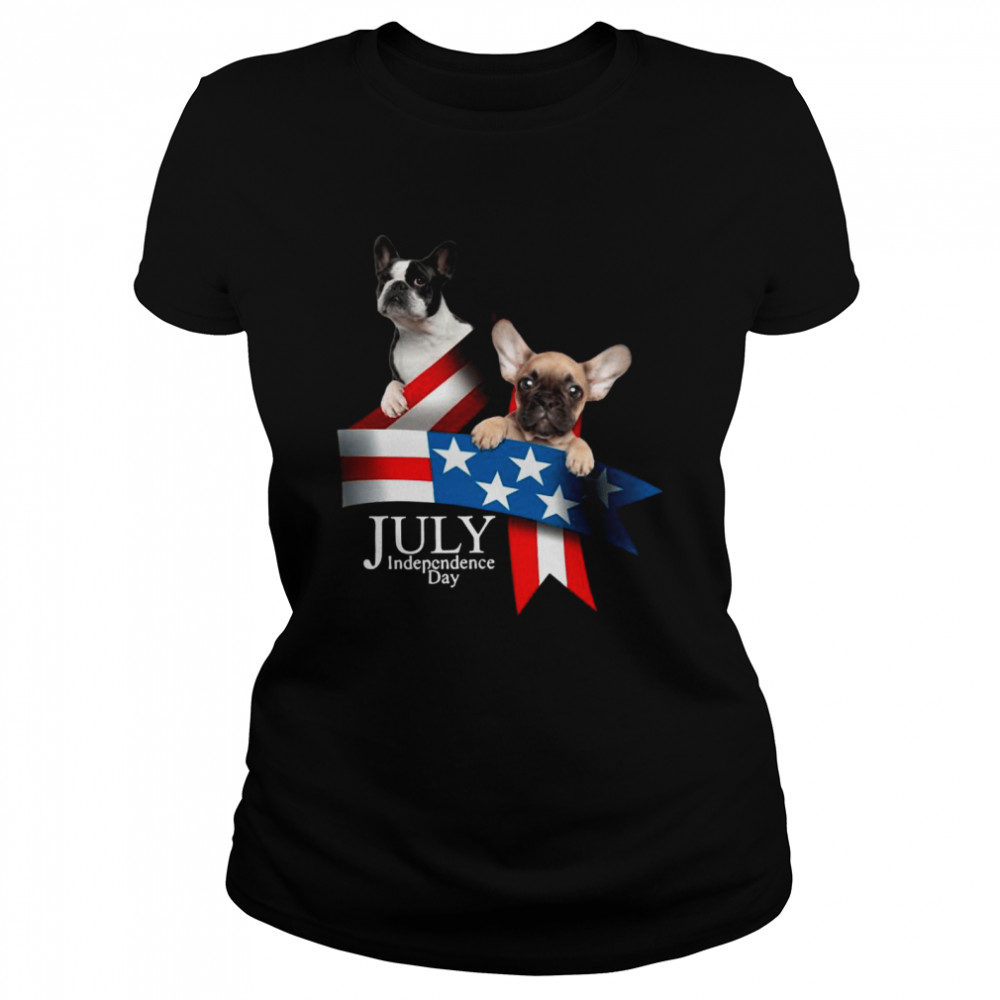 French Bulldog 4 Of July Independence Day American Flag Classic Women's T-shirt