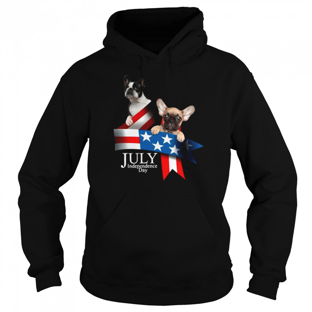French Bulldog 4 Of July Independence Day American Flag Unisex Hoodie
