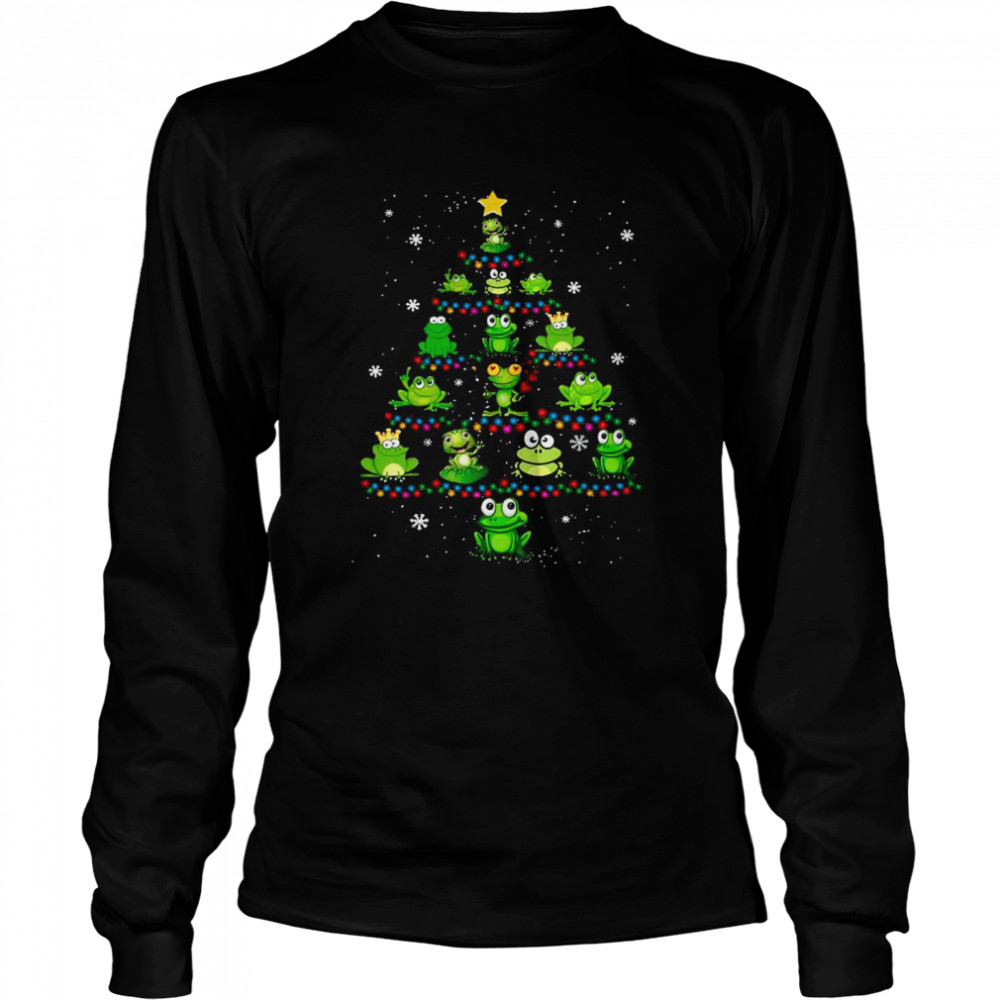 Frog Merry Christmas Tree Long Sleeved T-shirt
