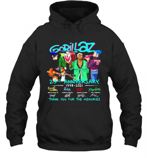 Gorillaz 23Rd Anniversary 1998 2021 Thank You For The Memories Signature T-Shirt Unisex Hoodie