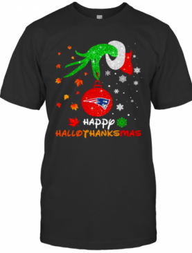 Grinch New England Patriots Head Happy Hallothanksmas T-Shirt