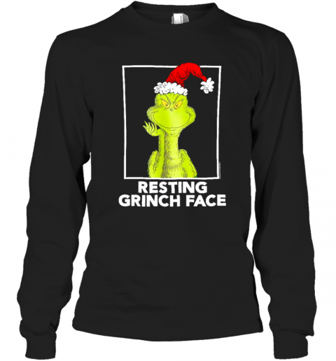 Grinch Santa Resting Grinch Face T-Shirt Long Sleeved T-shirt 