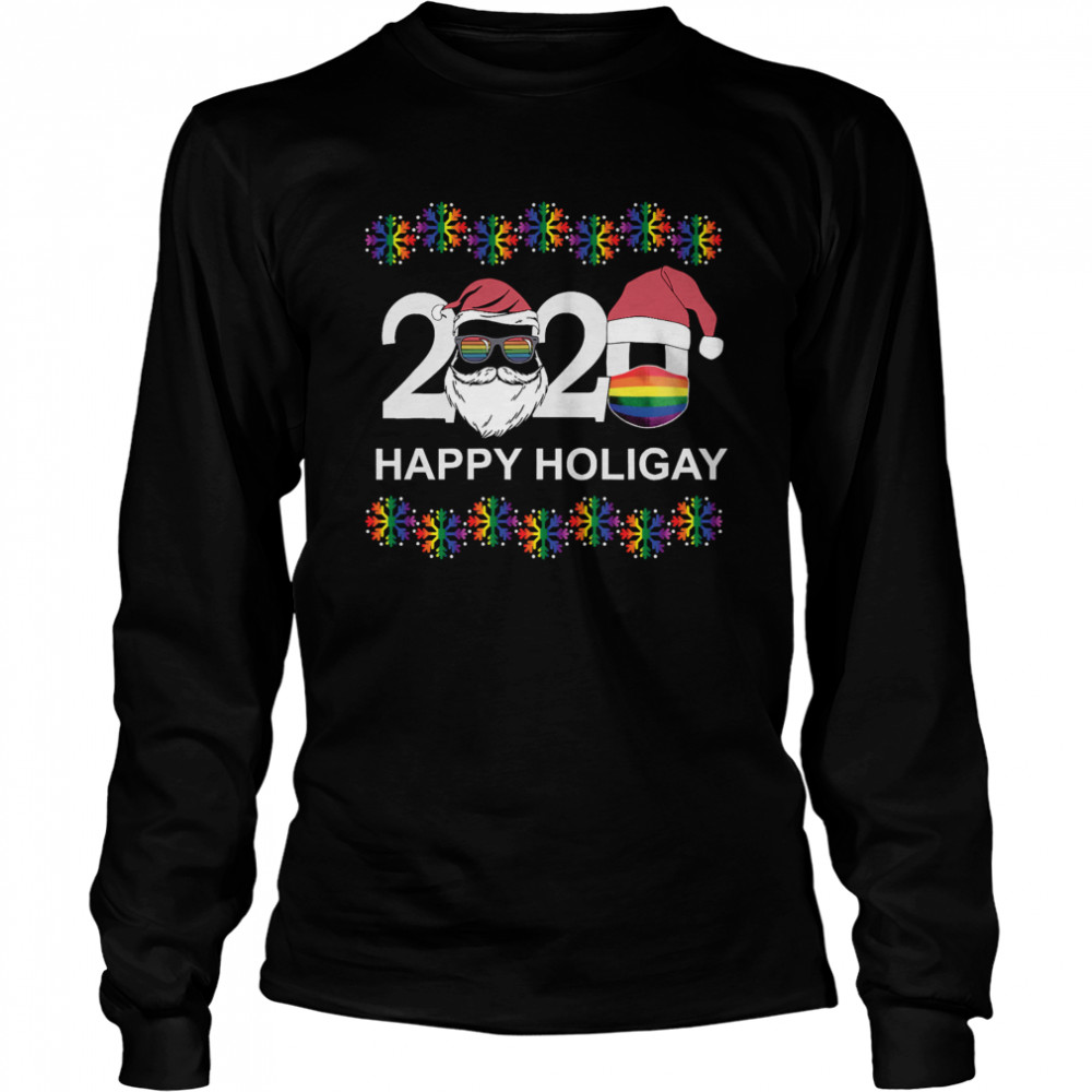 Happy Holigay 2020 Gay Lesbian Transgender Pride LGBT Christmas Long Sleeved T-shirt