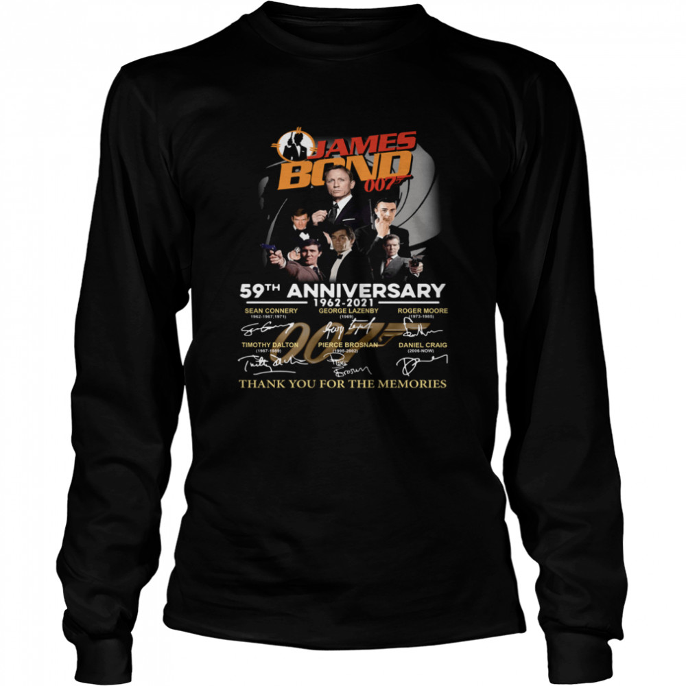 James Bond 007 59th anniversary 1962-2021 thank you for the memories signatures Long Sleeved T-shirt