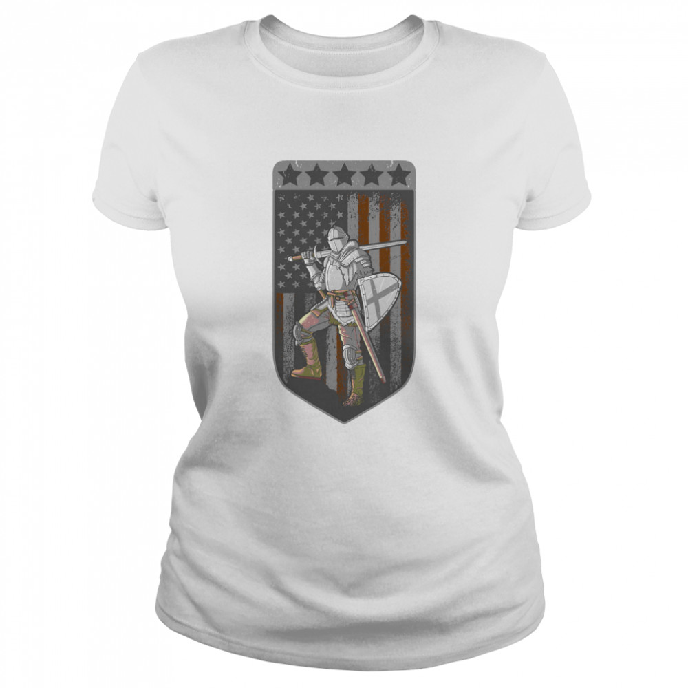 Knight Armor Shield Amerrican Flag Classic Women's T-shirt