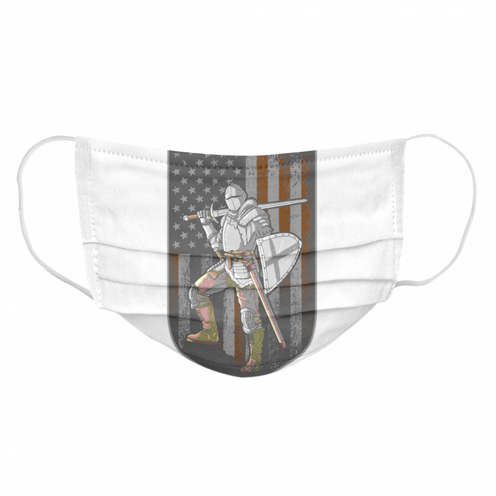 Knight Armor Shield Amerrican Flag Cloth Face Mask