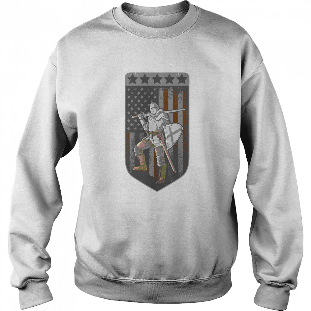 Knight Armor Shield Amerrican Flag Unisex Sweatshirt