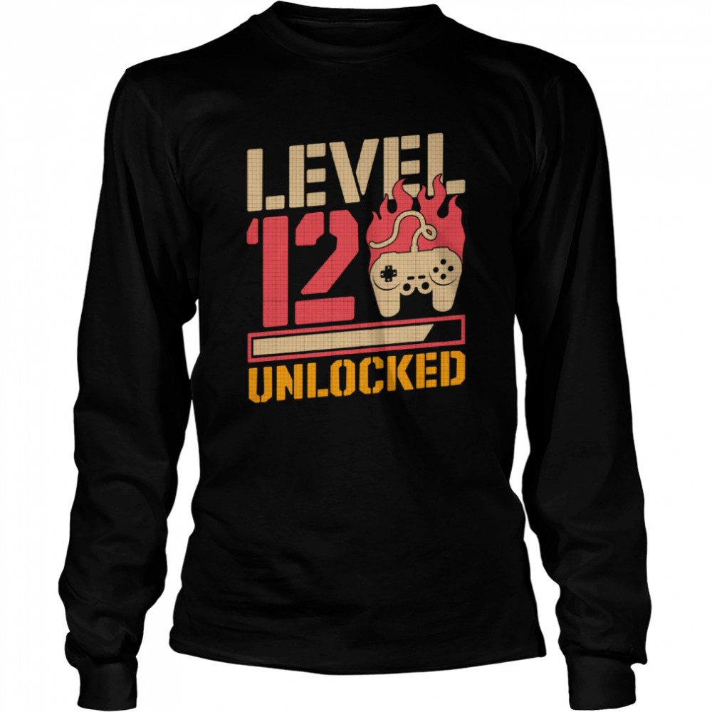 Level 12 Unlocked 12th Video Gamer Birthday Long Sleeved T-shirt