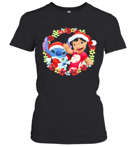 Lilo And Stitch Wear Pajama Santa Claus Merry Christmas T-Shirt Classic Women's T-shirt