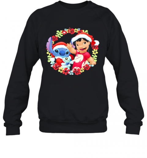 Lilo And Stitch Wear Pajama Santa Claus Merry Christmas T-Shirt Unisex Sweatshirt