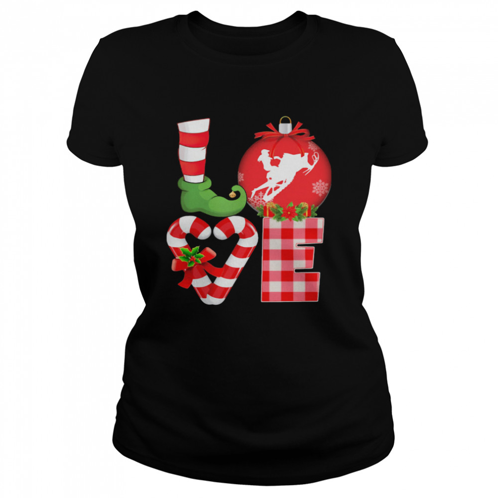 Love Snowboarding Pajama Elf Mery Christmas Classic Women's T-shirt