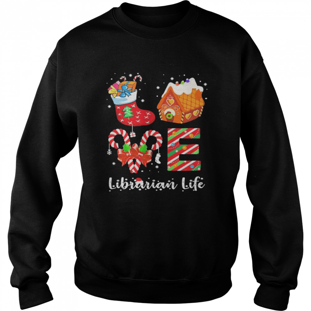 Love Socks House Librarian Life Merry Christmas Unisex Sweatshirt