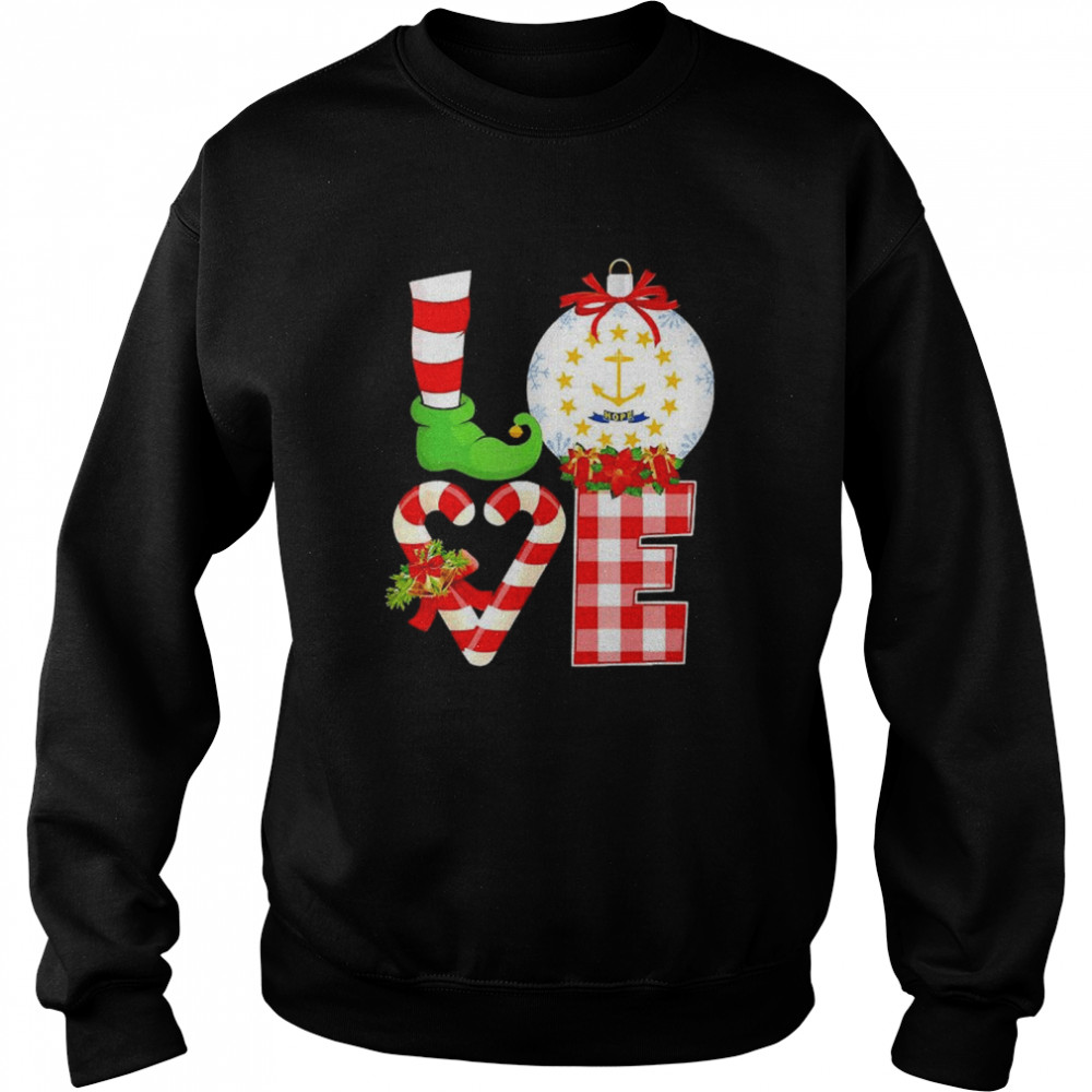 Love flag of Rhode Island Christmas Unisex Sweatshirt