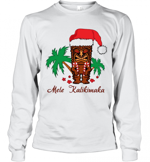 Mele Kalikimaka Merry Christmas Hawaiian Tiki T-Shirt Long Sleeved T-shirt 