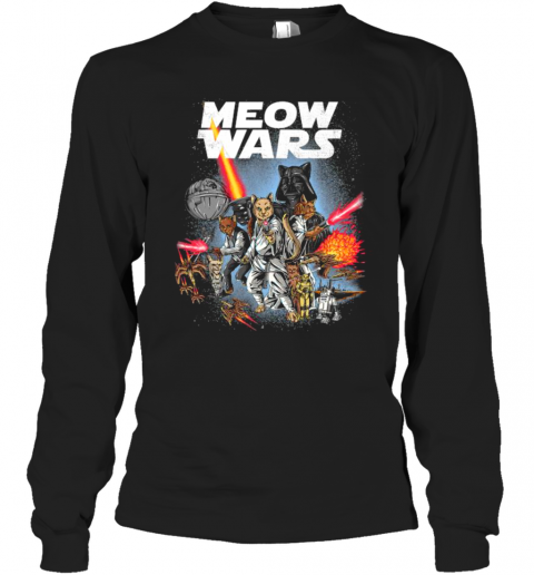 Meow Wars Cat Wars Cat Lover T-Shirt Long Sleeved T-shirt 