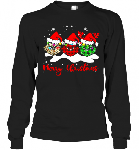 Merry Christmas Grinch Leopard Wear Hat Santa T-Shirt Long Sleeved T-shirt 