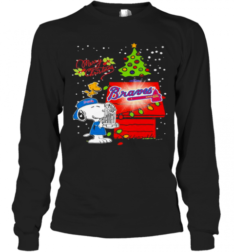 Merry Christmas Snoopy Braves Atlanta Football T-Shirt Long Sleeved T-shirt 
