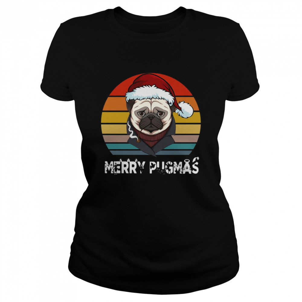 Merry Pugmas Funny Pug Christmas Style Vintage Classic Women's T-shirt