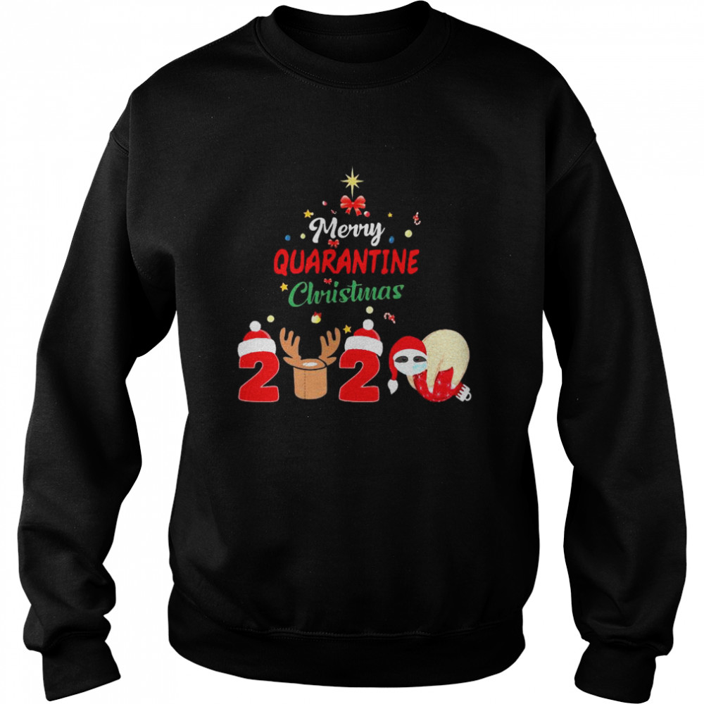 Merry Quarantine Christmas 2020 Sloth Hat Santa Christmas Unisex Sweatshirt