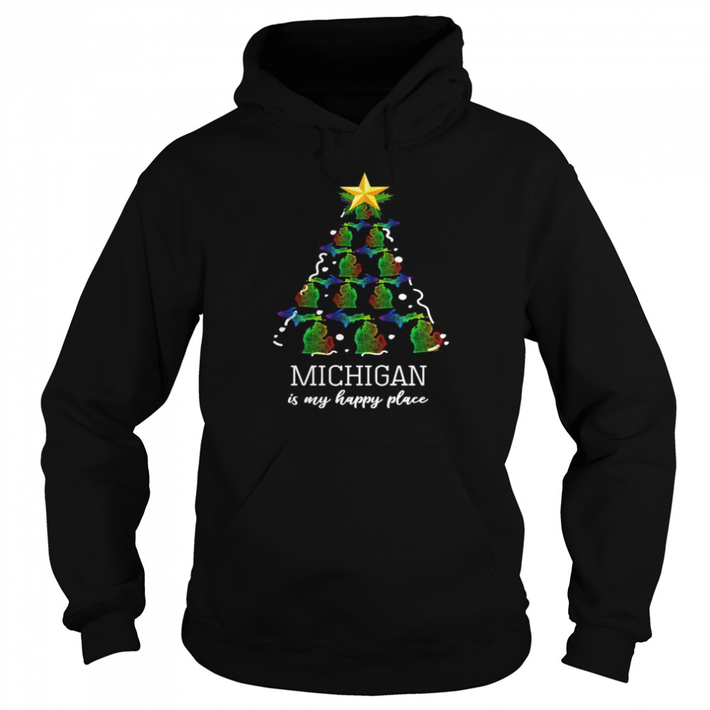 Michigan is my happy place Christmas Unisex Hoodie