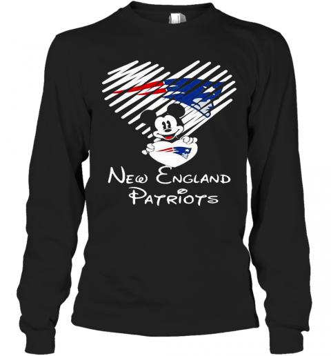Mickey Mouse Love New England Patriots T-Shirt Long Sleeved T-shirt 