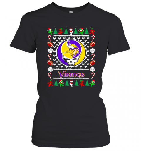 Minnesota Vikings Grateful Dead Ugly Christmas T-Shirt Classic Women's T-shirt