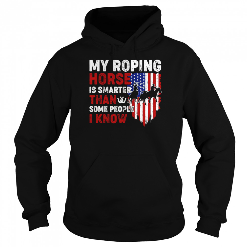 My Roping Horse Is Smarter Than Some People I Know American Flag Unisex Hoodie