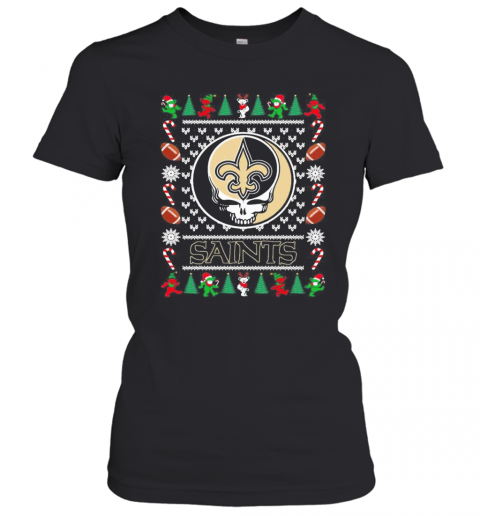 New Orleans Saints Grateful Dead Ugly Christmas T-Shirt Classic Women's T-shirt