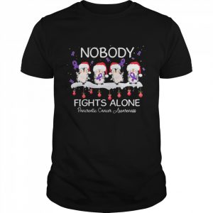 Nobody Fights Alone Pancreatic Cancer Awareness Penguins Xmas  Classic Men's T-shirt