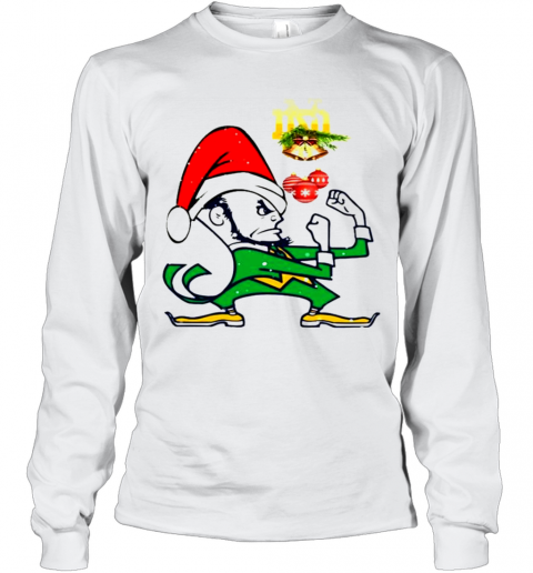 Notre Dames Fighting Irish Santa Merry Christmas T-Shirt Long Sleeved T-shirt 