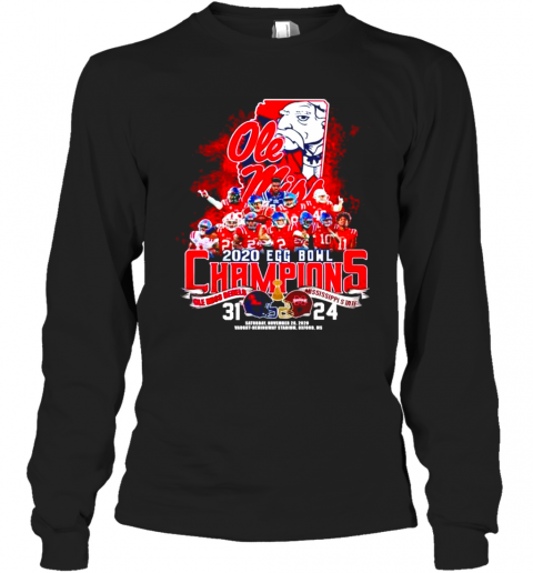 Ole Miss 2020 EGG Bowl Champions Ole Miss Rebels Mississippi State 31 24 T-Shirt Long Sleeved T-shirt 