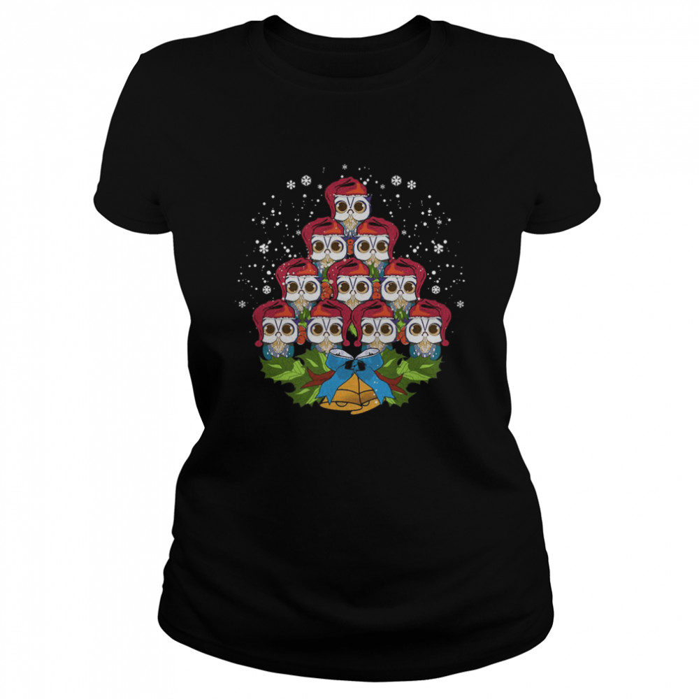 Owls Merry Christmas Tree Animal Classic Women's T-shirt
