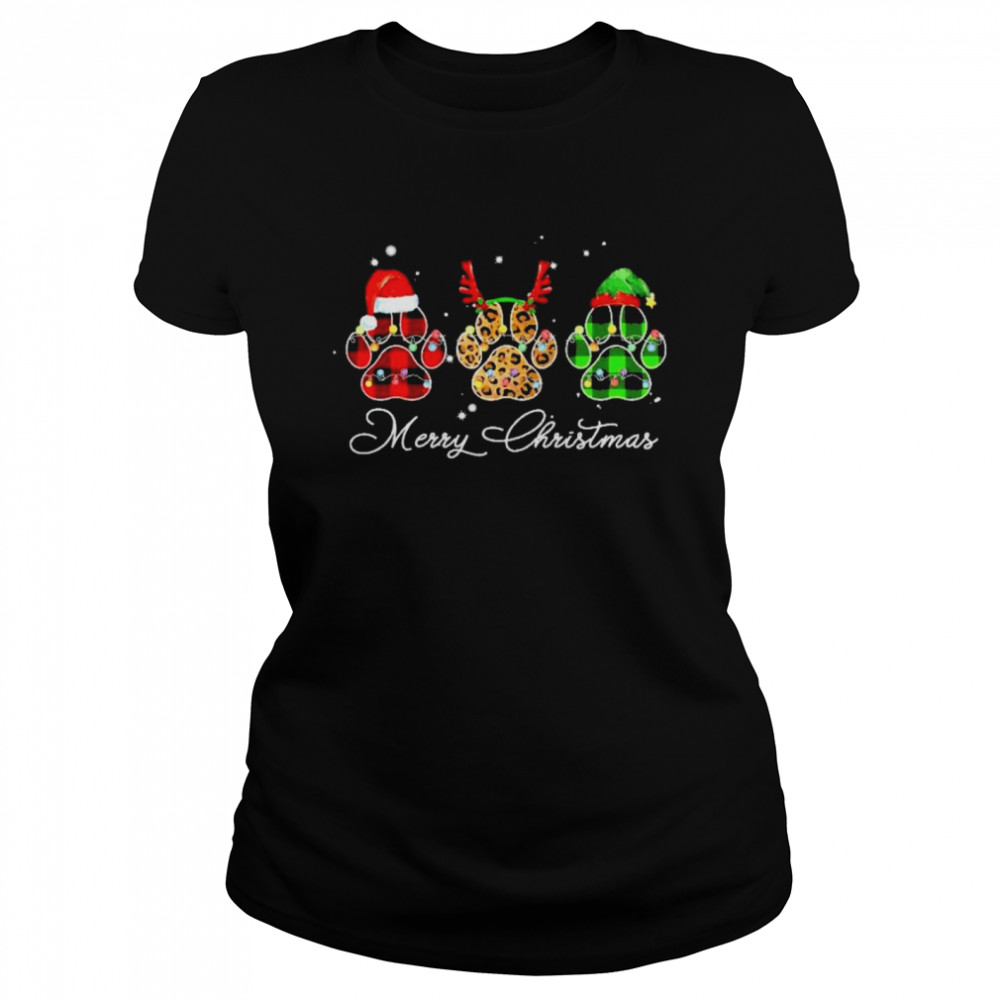 Paw dogs santa merry christmas Classic Women's T-shirt