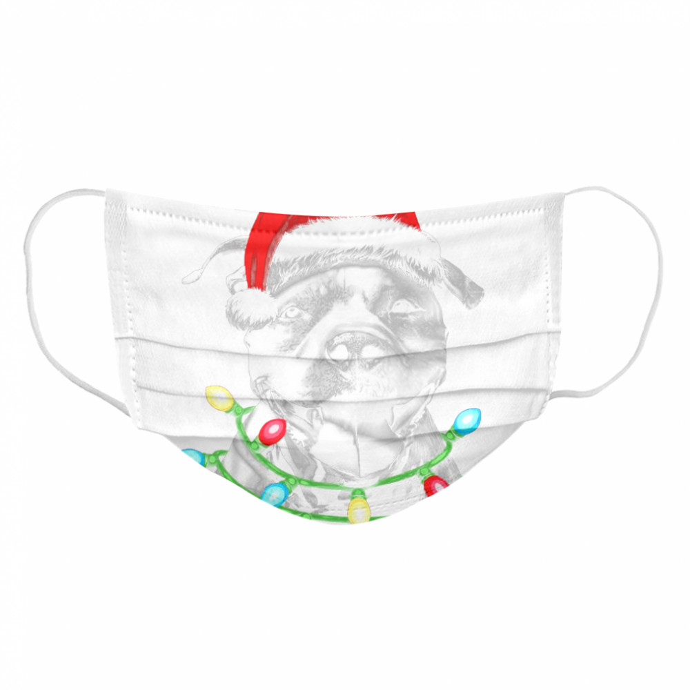 Pitbull Santa Christmas Light Cloth Face Mask