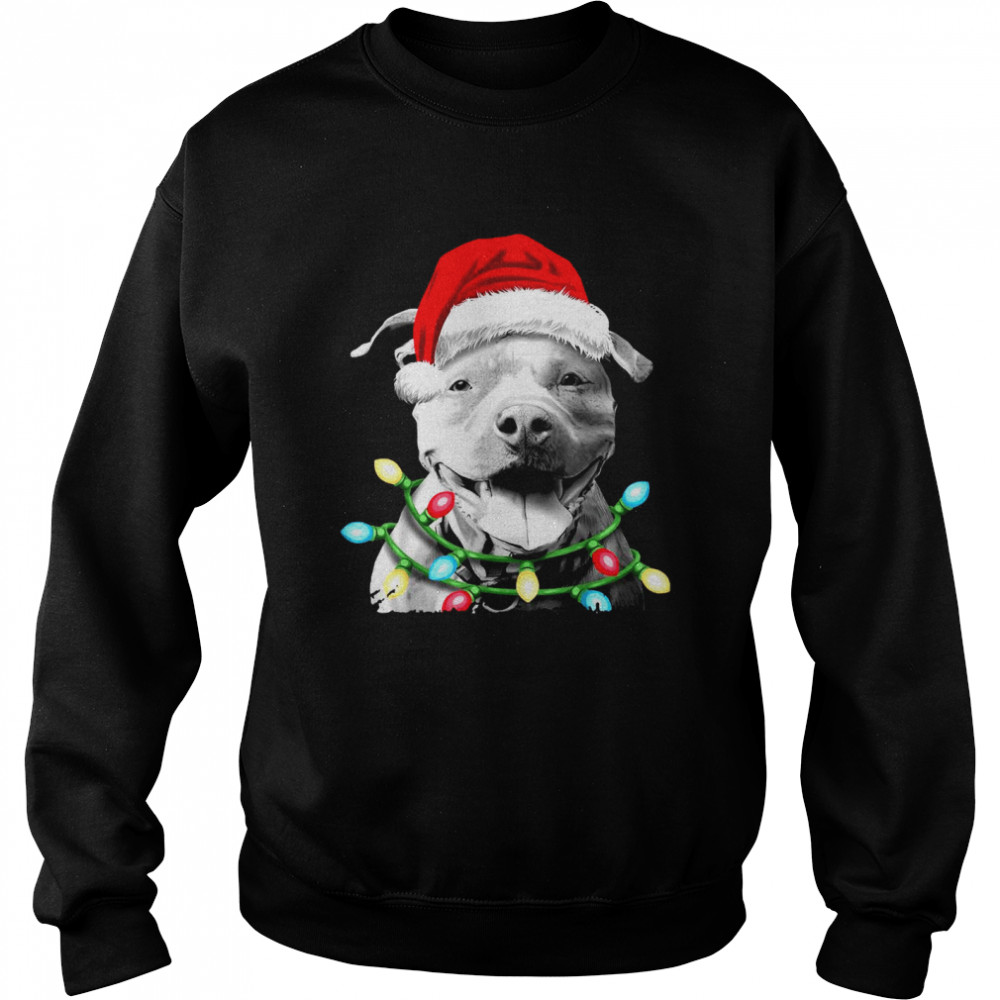 Pitbull Santa Christmas Light Unisex Sweatshirt