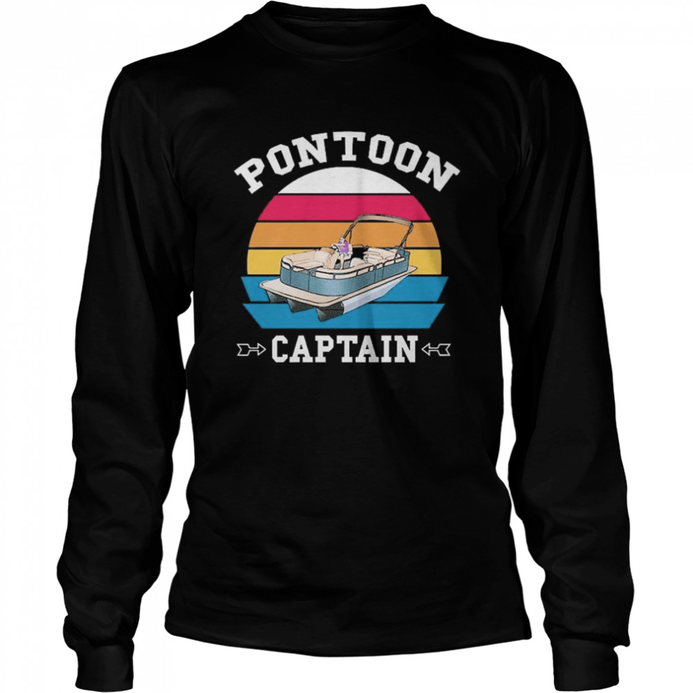 Pontoon Boat Christmas Vintage Long Sleeved T-shirt