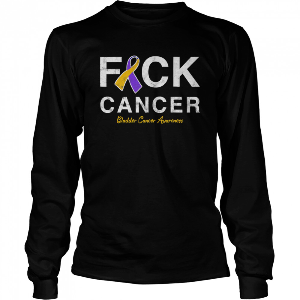 Raise Support Bladder Ribbon Cancer Awareness Pun Long Sleeved T-shirt