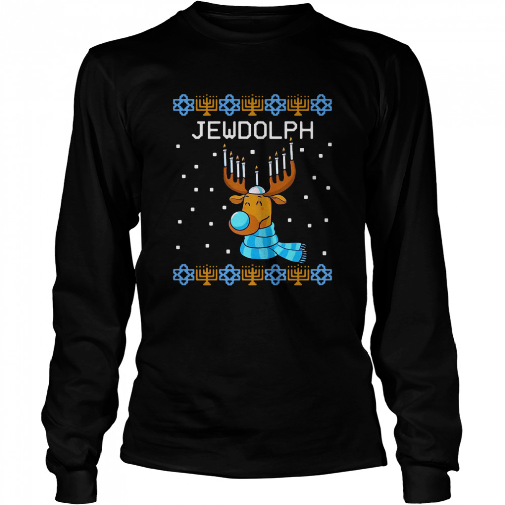 Reindeer Jewdolph Ugly Christmas Long Sleeved T-shirt