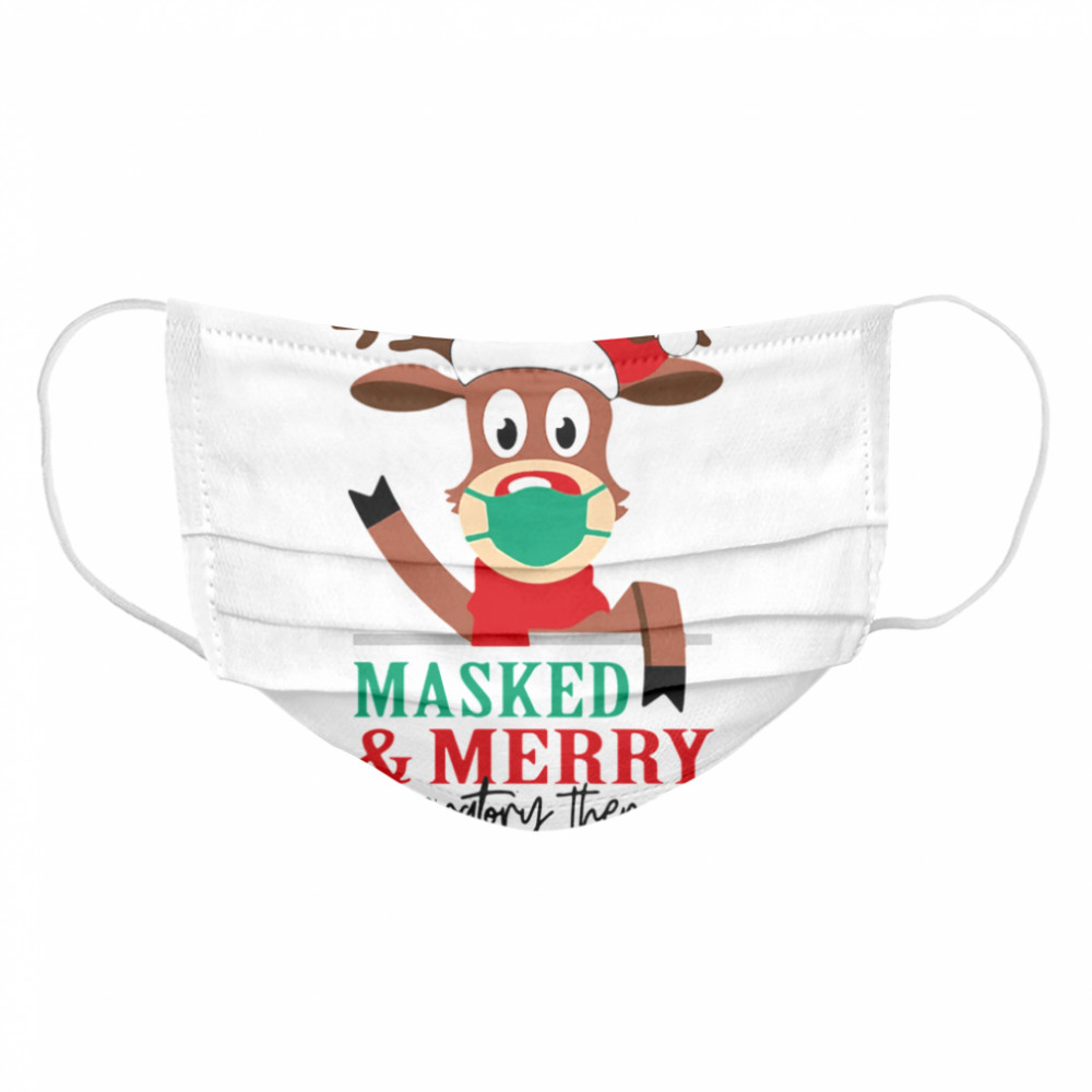 Reindeer face mask masked and Merry Respiratory Therapist Christmas Cloth Face Mask