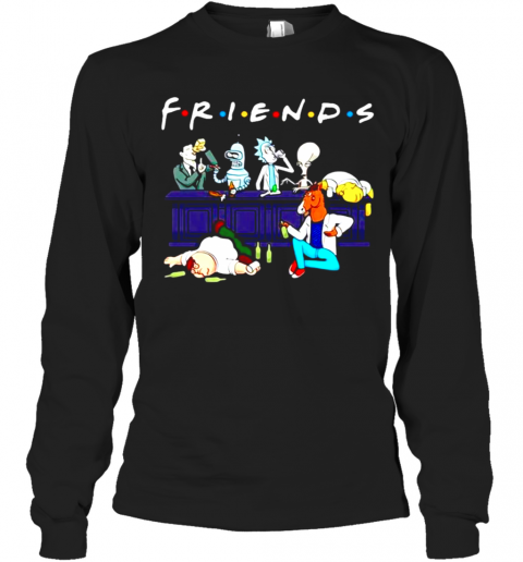 Rick Horse Drink Wine With Friends TV Show T-Shirt Long Sleeved T-shirt 
