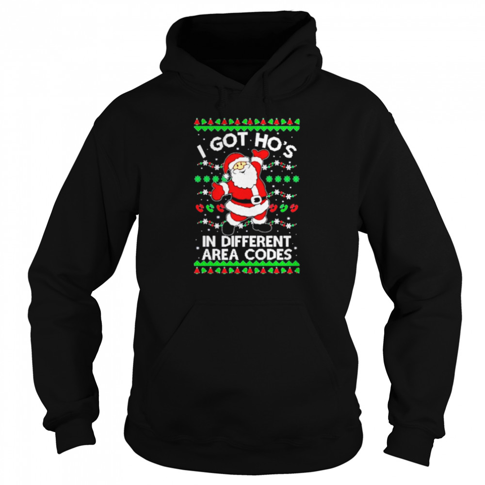 Santa Claus I Got Hos In Different Area Codes Ugly Christmas Unisex Hoodie