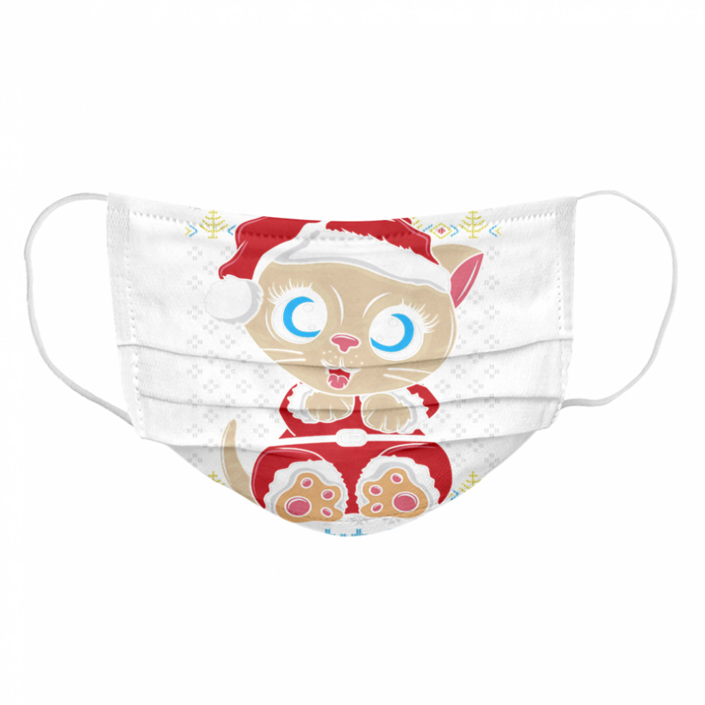 Santa Kitten Ugly Christmas Gift Xmas Cat Pajama Cloth Face Mask