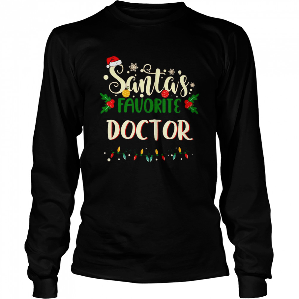 Santas Favorite Doctor Merry Christmas Light Long Sleeved T-shirt