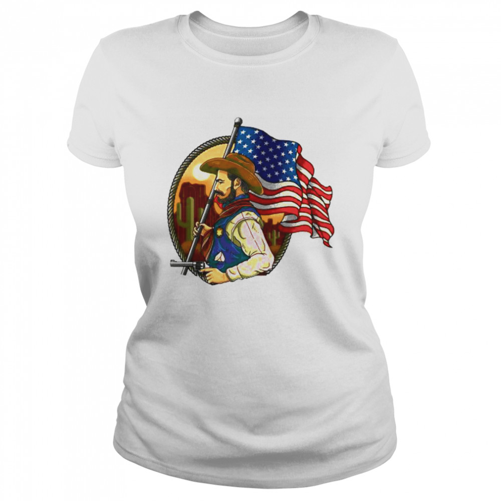 Sheriff Man With American Flag Classic Women's T-shirt