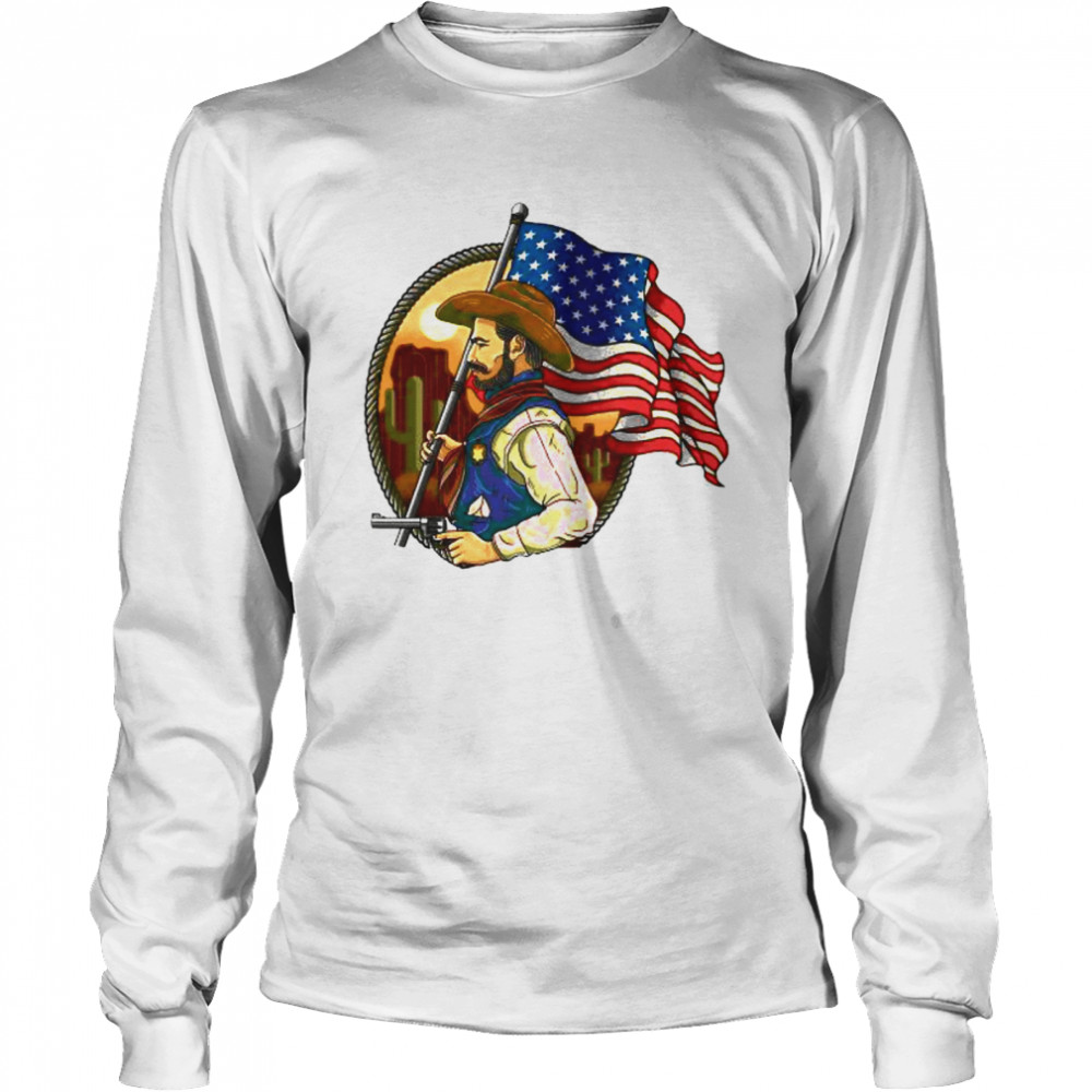 Sheriff Man With American Flag Long Sleeved T-shirt