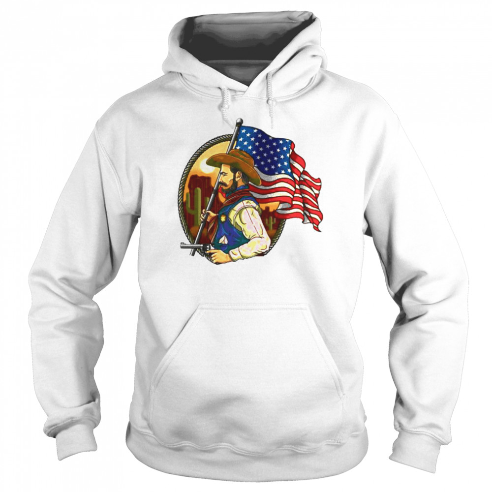 Sheriff Man With American Flag Unisex Hoodie