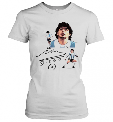 Signuature Diego Maradona Number 10 Legend Football Shirt Rip In Peace Diego Maradona Legend Football T-Shirt Classic Women's T-shirt