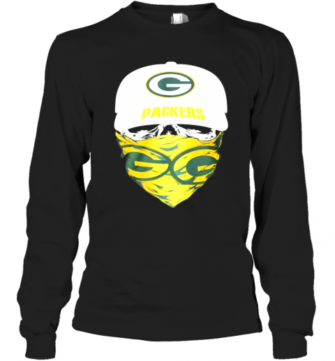 Skull Face Mask Green Bay Packers T-Shirt Long Sleeved T-shirt 
